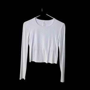 Yogalicious Heavenly Rib Kathleen Crop Long Sleeve Top S Rayon/Spandex Blend